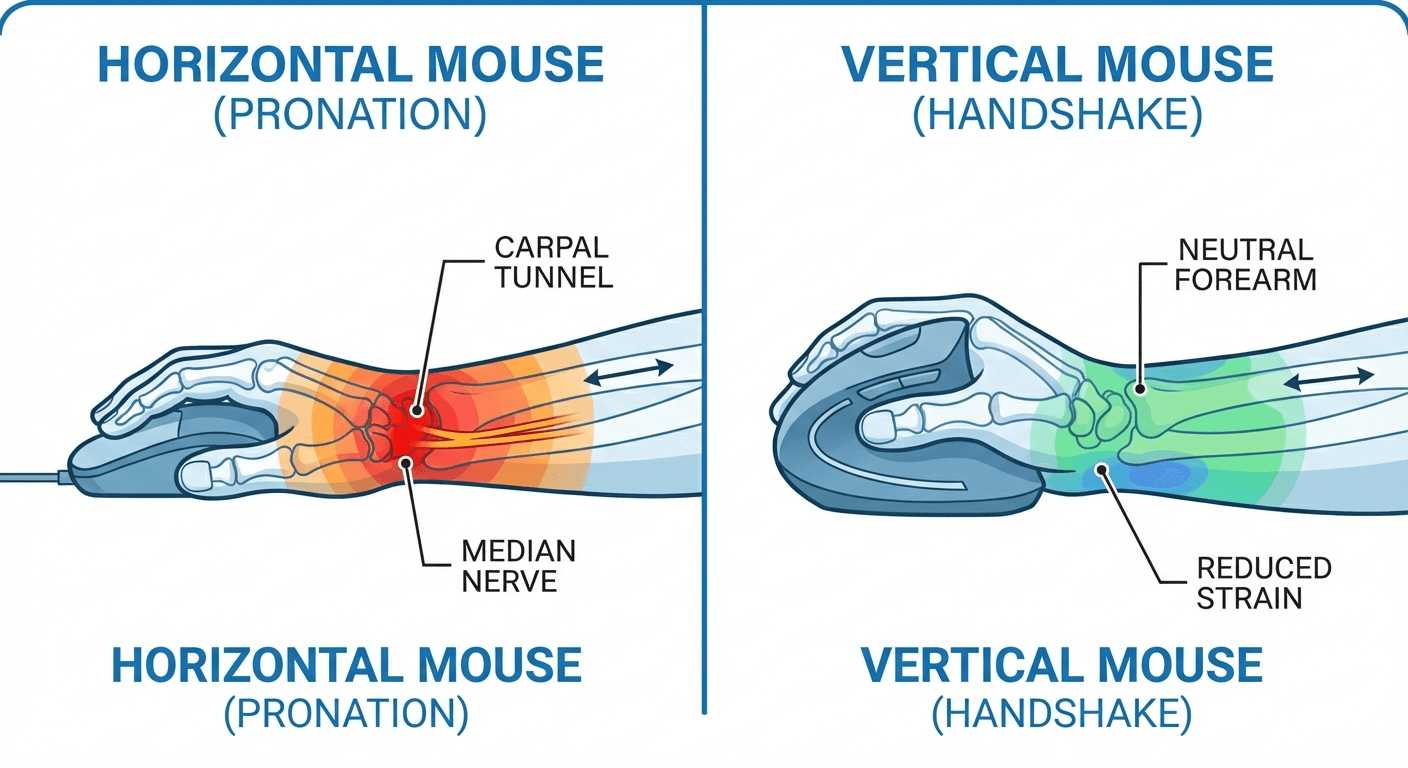 Comparison of wrist posture between horizontal and vertical mouse for graphic designers