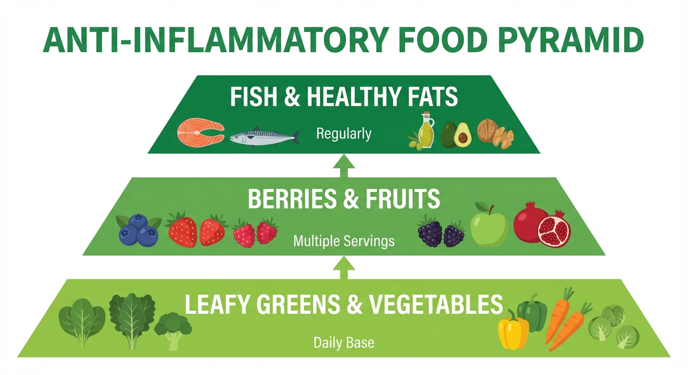 Anti-inflammatory food pyramid infographic — complete visual guide