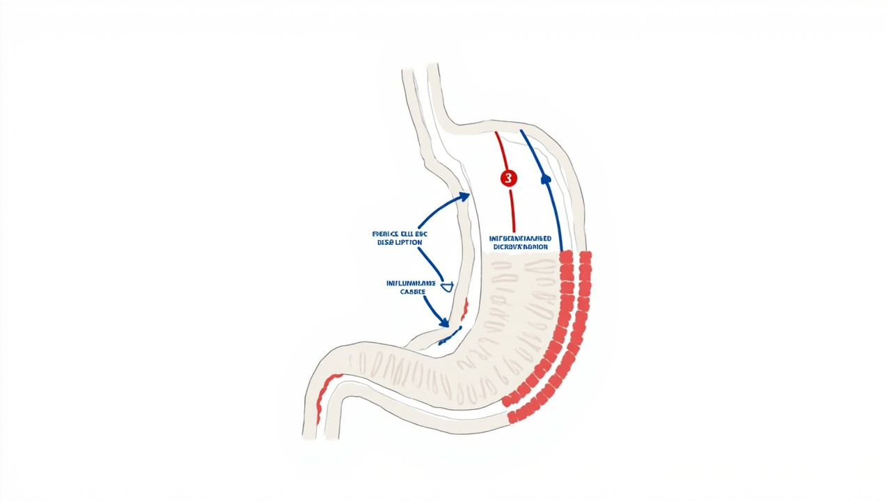 Gut health and inflammation diagram showing the gut barrier and immune response
