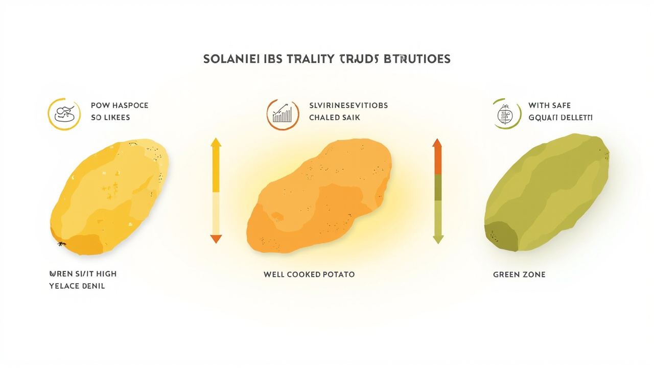 Solanine in potatoes infographic - showing safe vs unsafe potato preparation