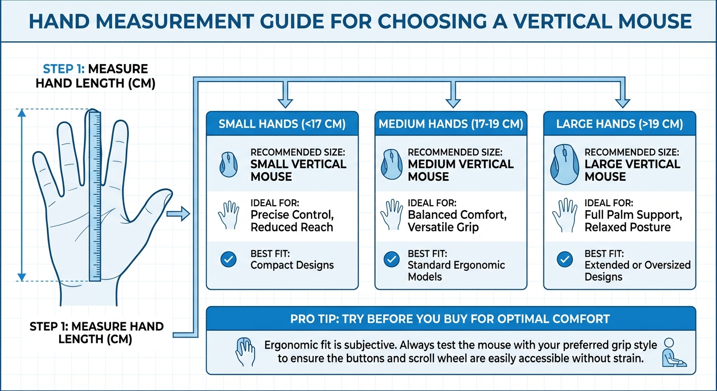 Hand sizing infographic for choosing a vertical mouse for large hands