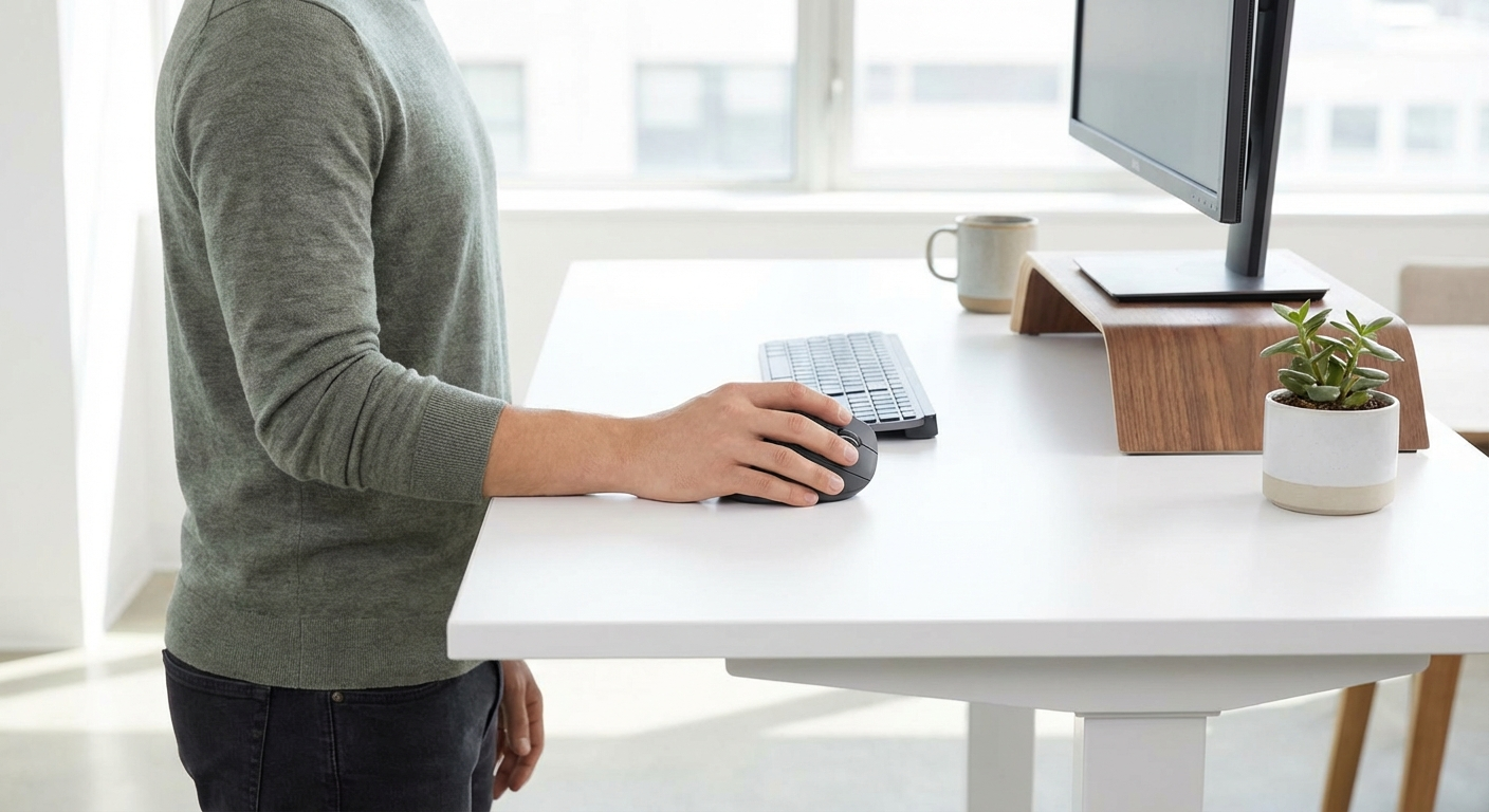 Ergonomic grip demonstration on a wireless vertical mouse